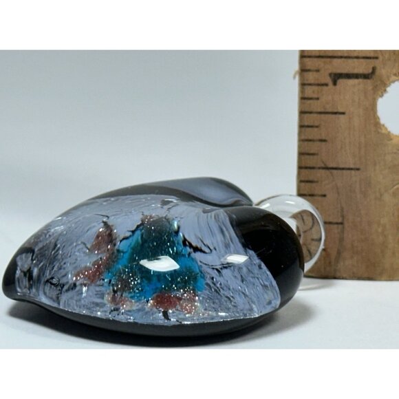 Art Glass Heart Pendant On Cord Dichroic Handcrafted Fused Lampwork 1.5” - Picture 14 of 16